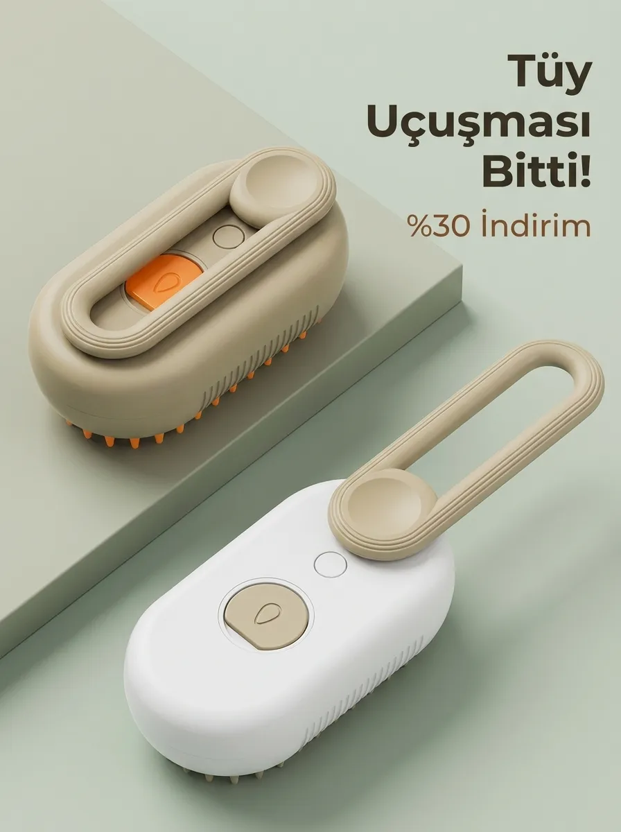 VertexPets™ Buharlı Kedi & Köpek Tarağı — USB Şarjlı, Silikon Masaj Başlıklı, Tüy Dökülme Önleyici görsel 2